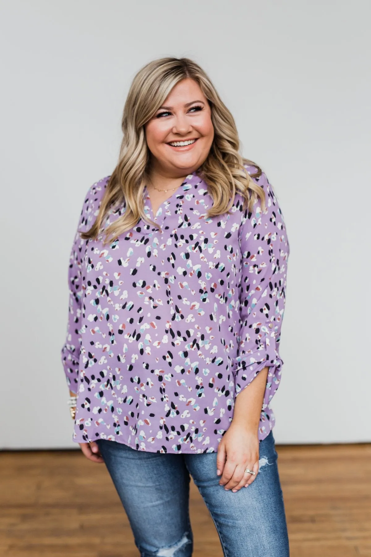 Calling Out To You Printed Blouse- Purple