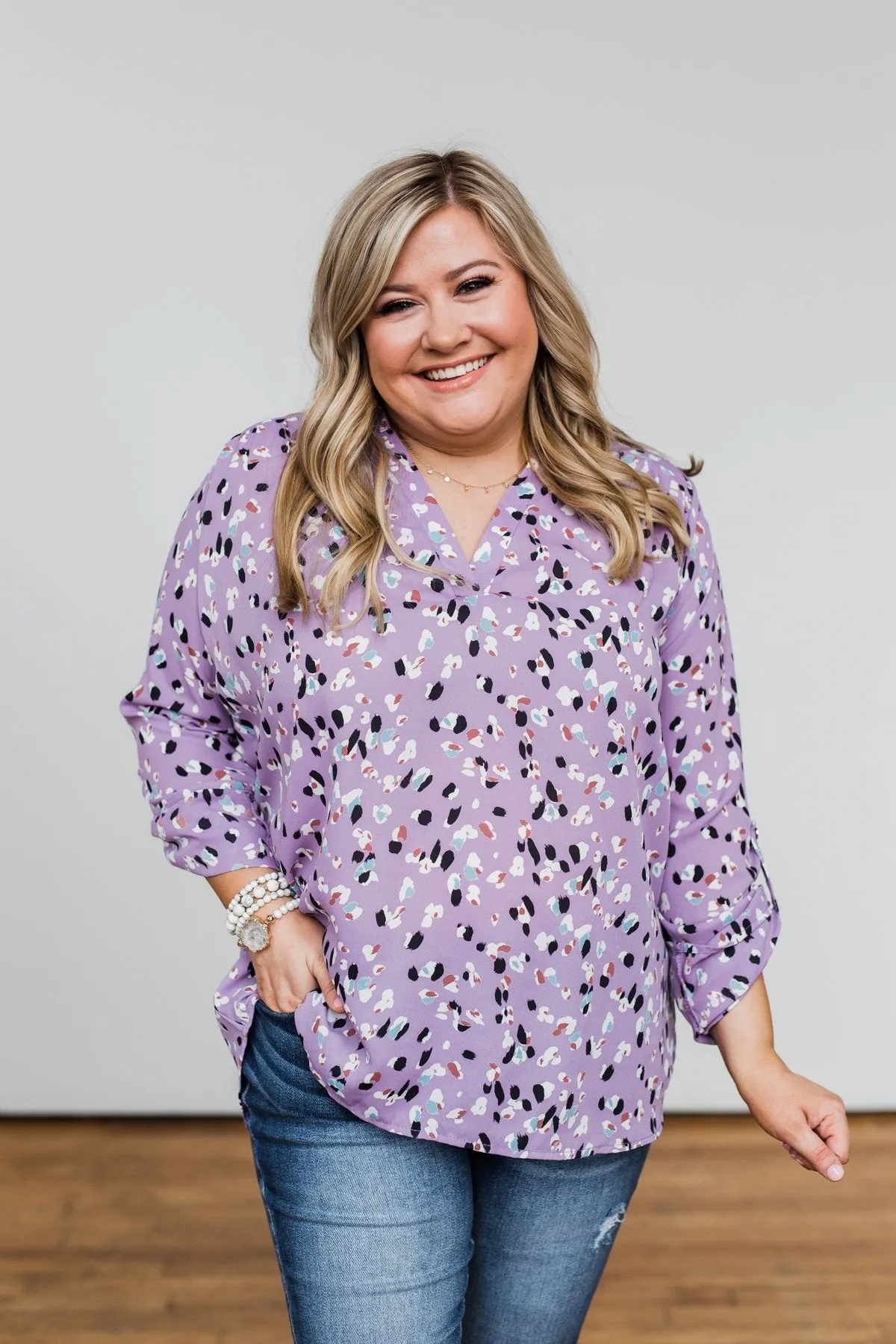 Calling Out To You Printed Blouse- Purple