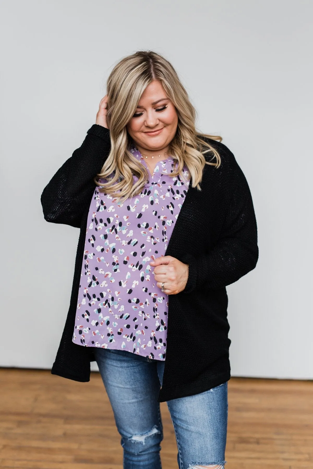 Calling Out To You Printed Blouse- Purple
