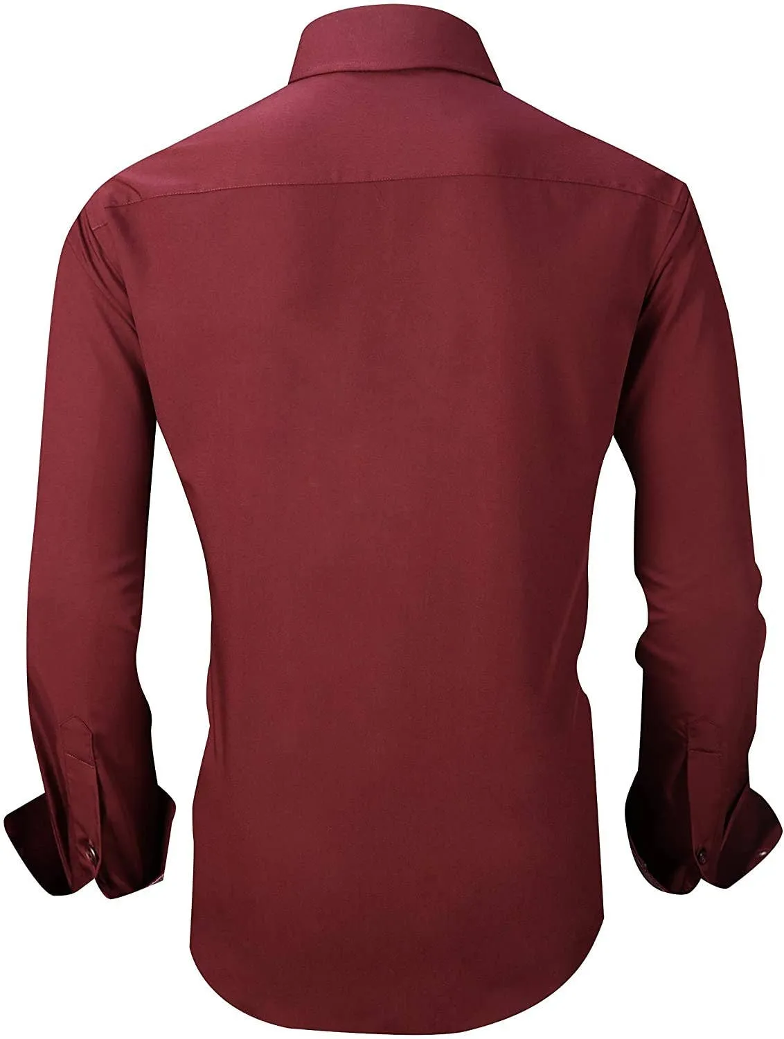 Calvetti Mens Dress Shirts Wrinkle Free Regular Long Sleeve Shirts-BURGUNDY