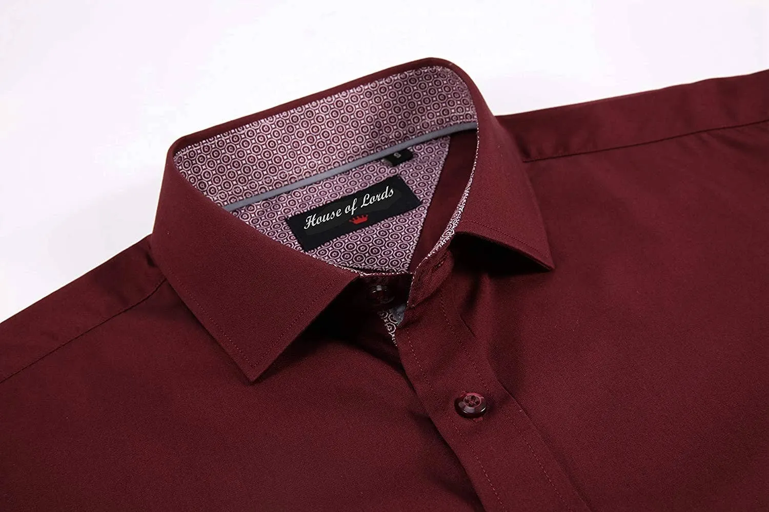Calvetti Mens Dress Shirts Wrinkle Free Regular Long Sleeve Shirts-BURGUNDY