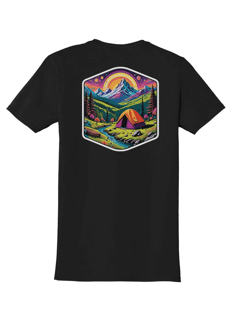 Camping Trip Back Print with Pocket Print T-Shirt