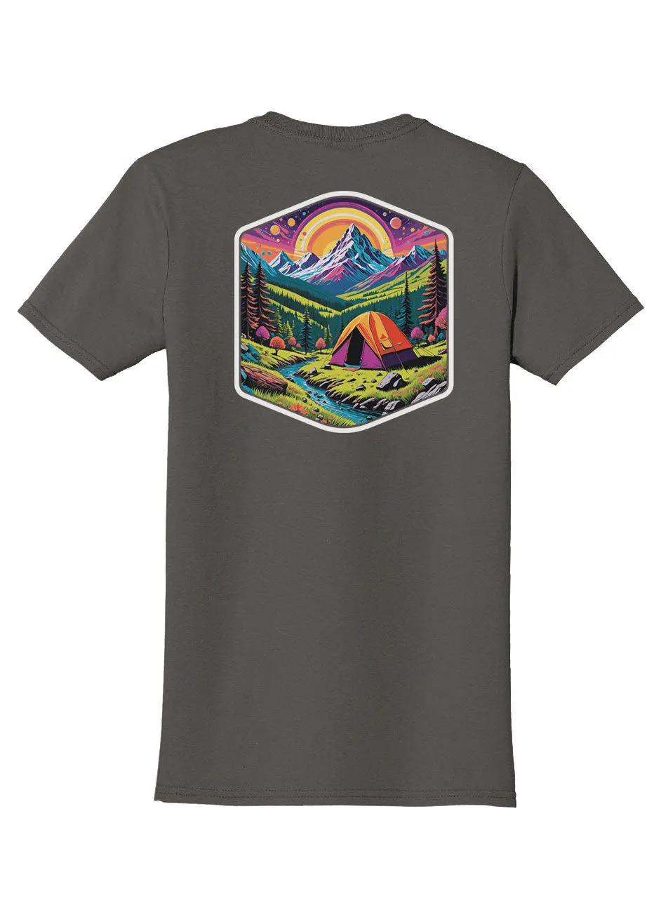 Camping Trip Back Print with Pocket Print T-Shirt