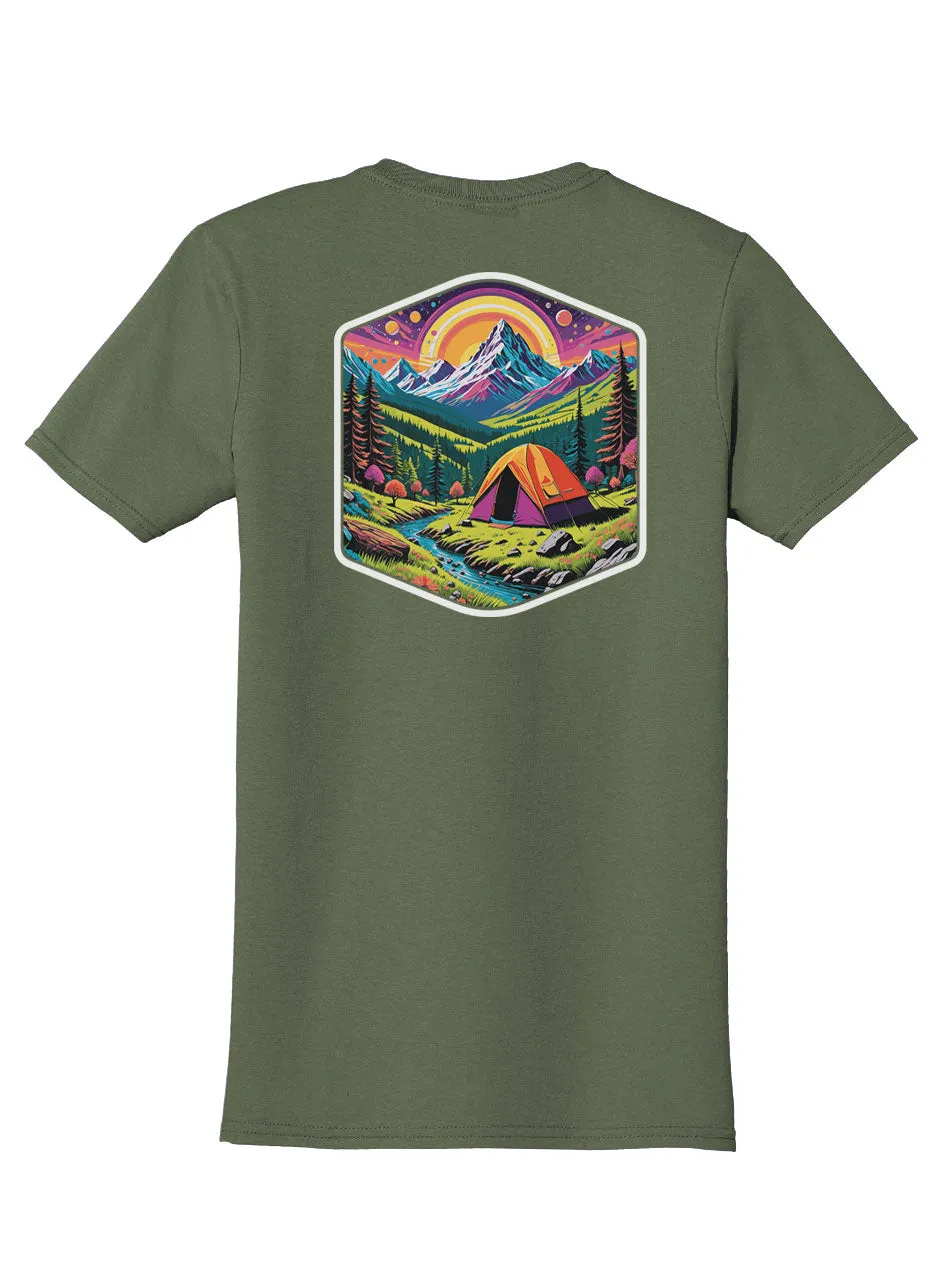 Camping Trip Back Print with Pocket Print T-Shirt