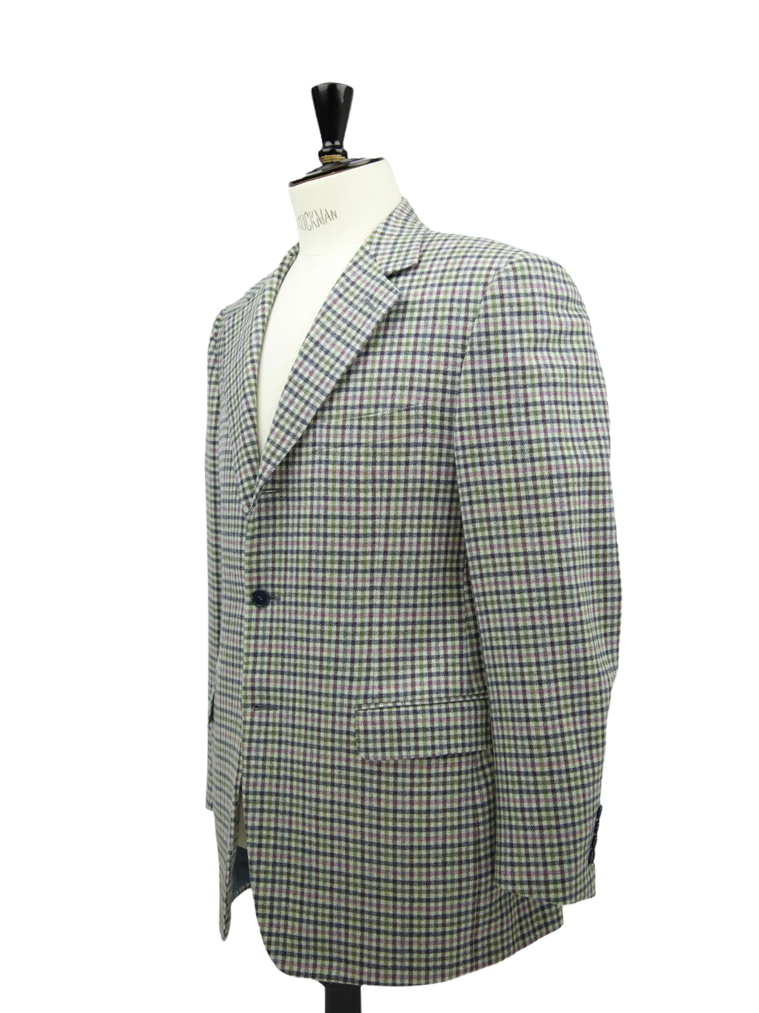 Canali Light Grey & Lavendel Woollen Gingham Check Jacket