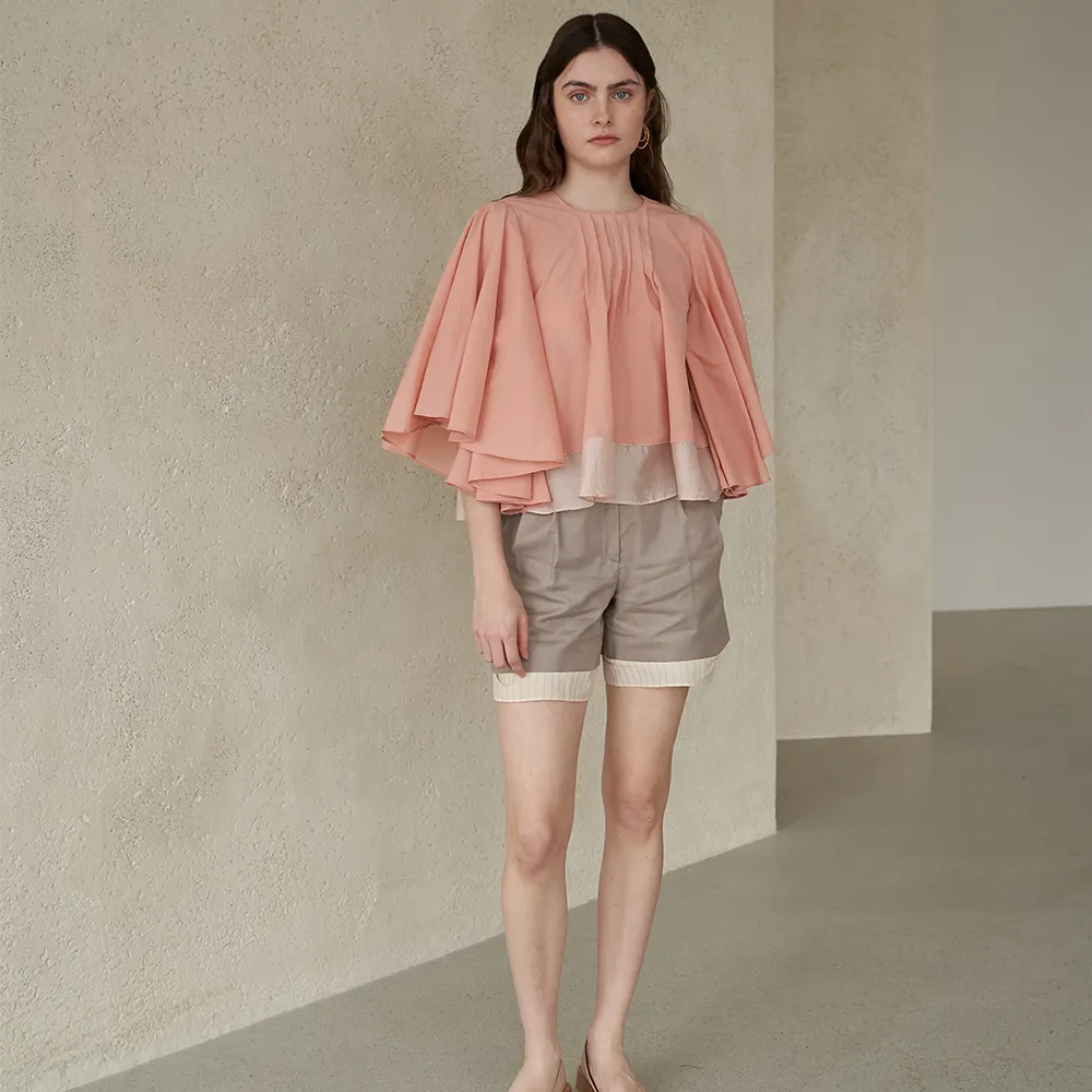 Cape Sleeve Pintucked Blouse