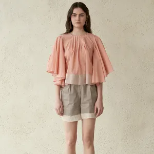 Cape Sleeve Pintucked Blouse