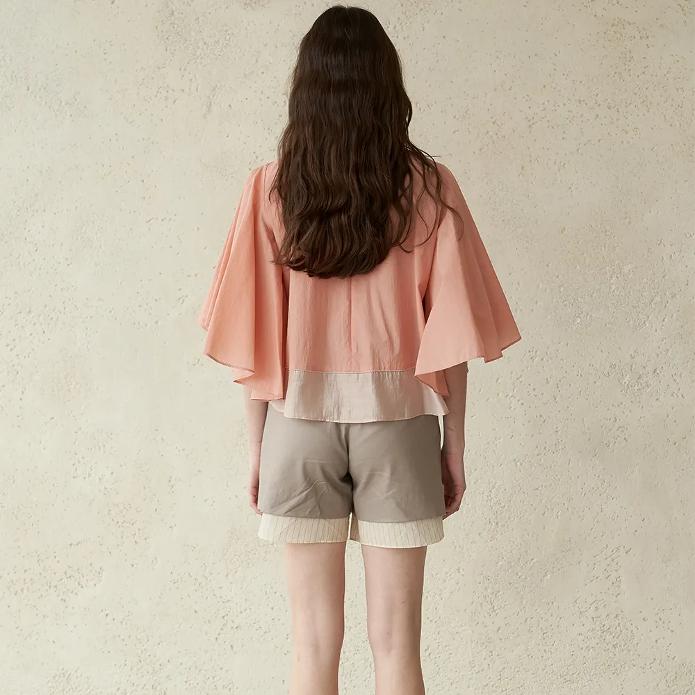 Cape Sleeve Pintucked Blouse