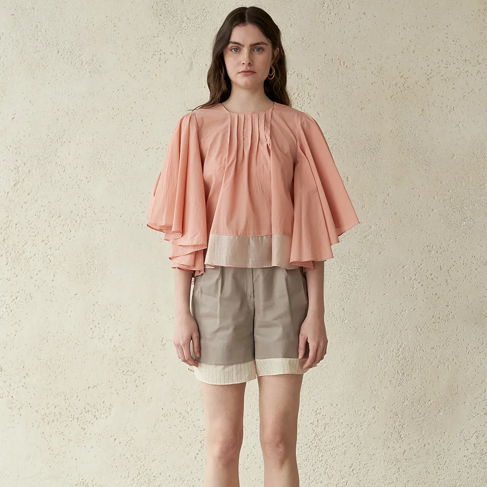 Cape Sleeve Pintucked Blouse