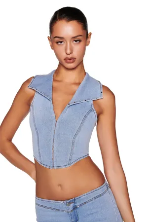 CARA TOP - BLUE : LIGHT WASH