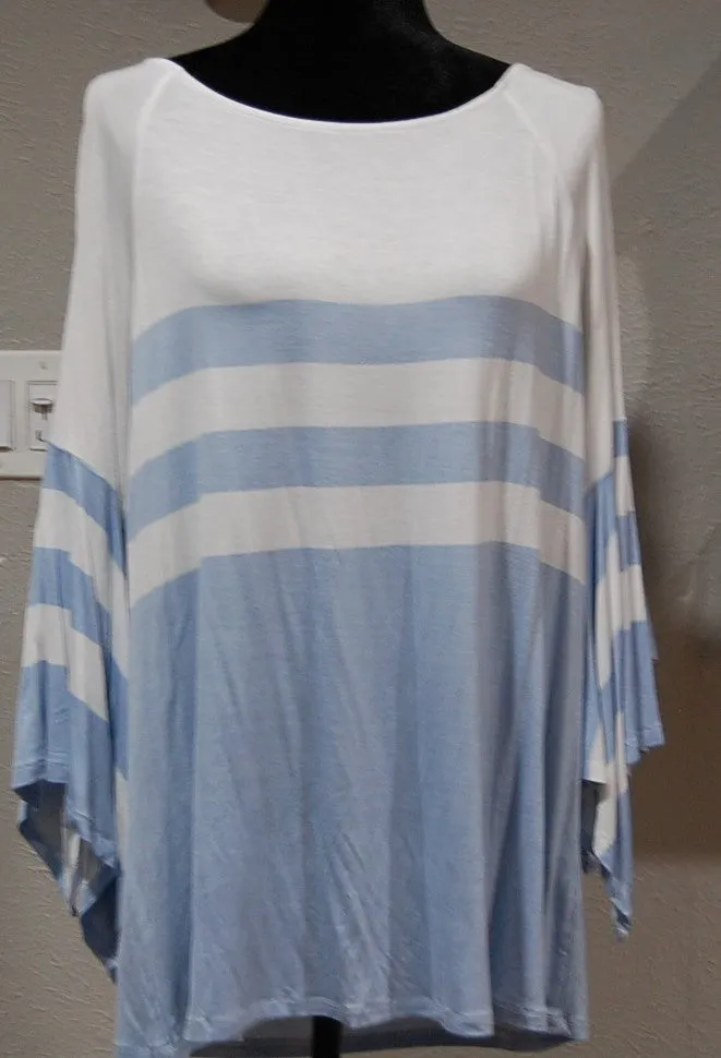 Chambray Top with bell-sleeves