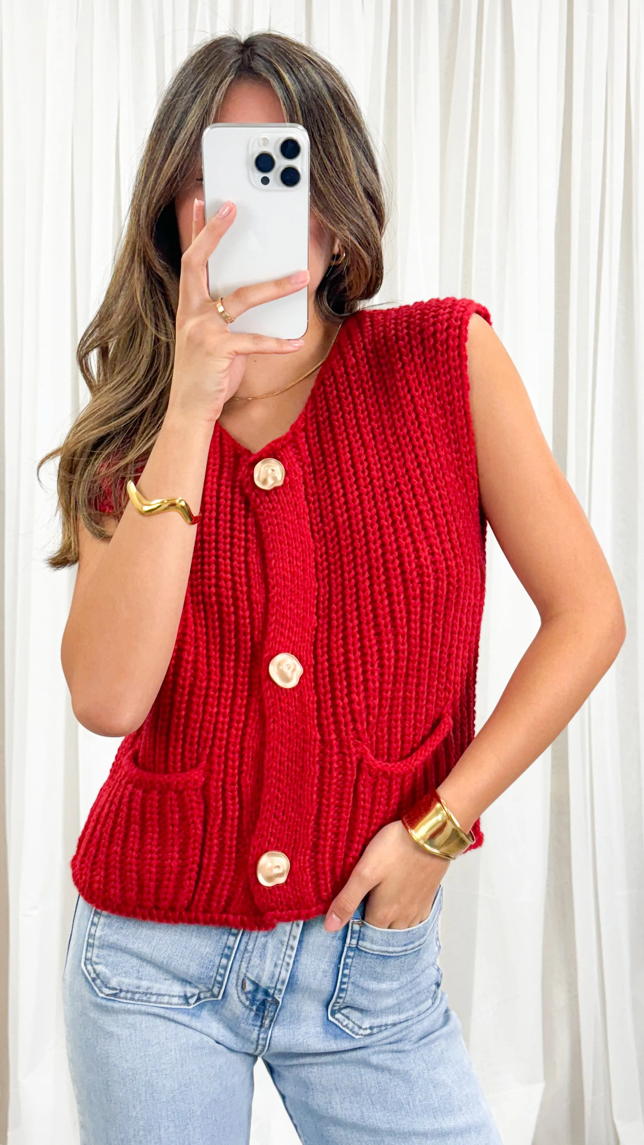 CHARLES KNIT VEST - RED