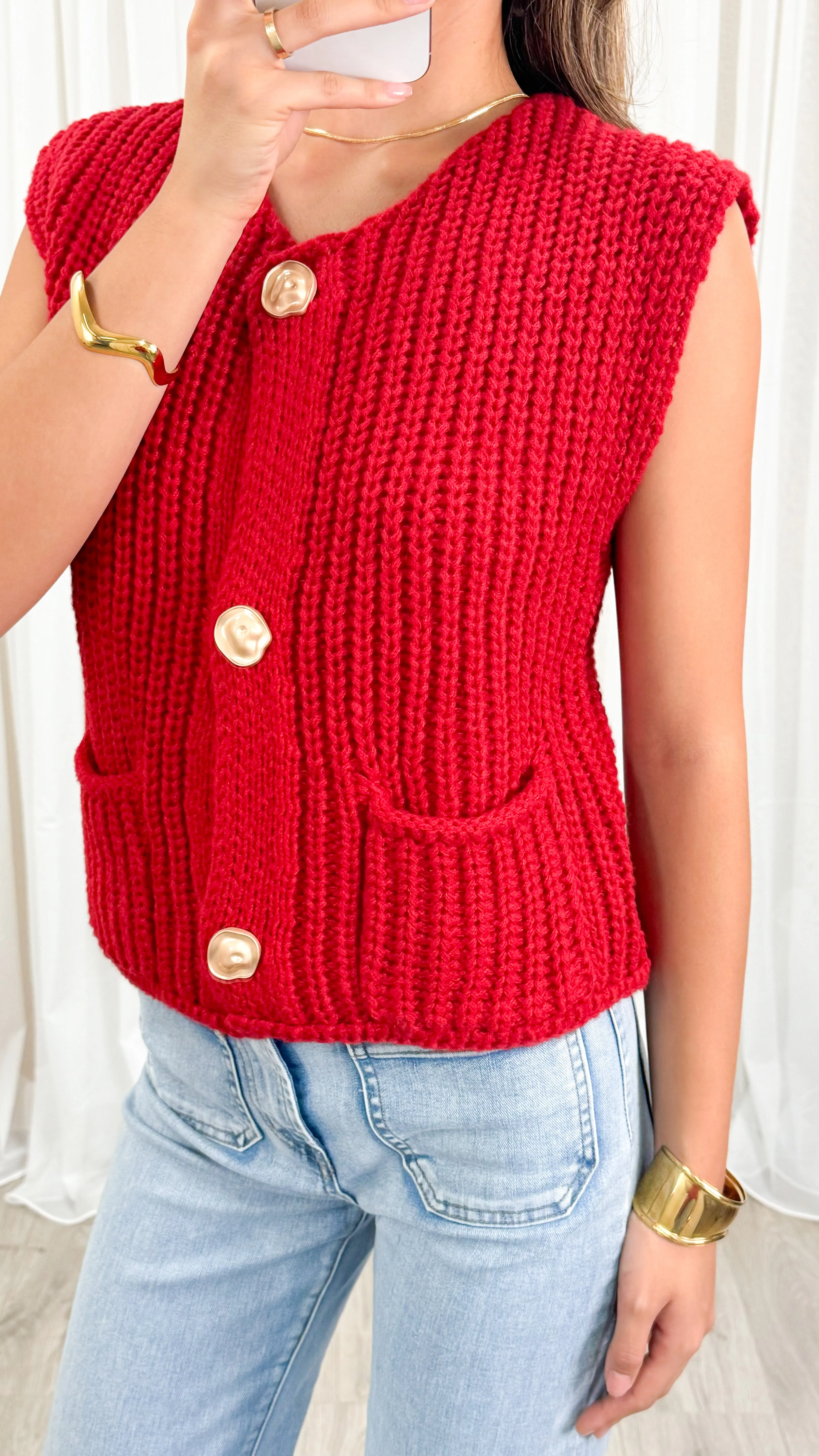 CHARLES KNIT VEST - RED
