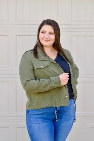Charlie Light Weight Button Down Jacket - Olive