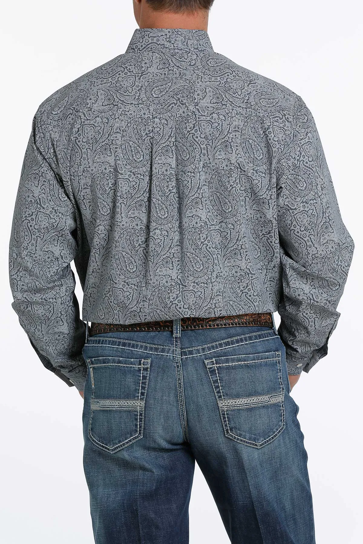 Cinch Men's Navy Paisley Stripe Button Down Shirt