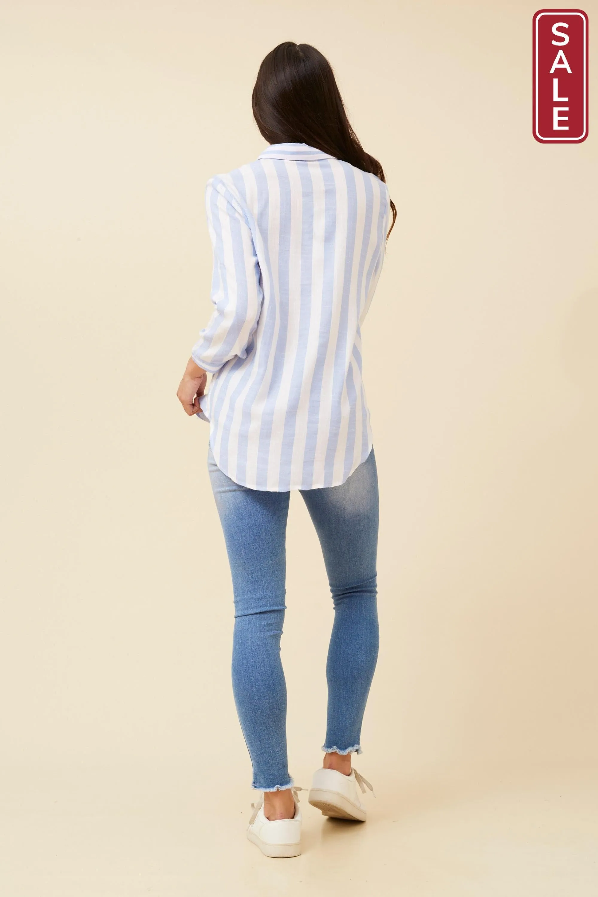 CKM Striped 3/4 sleeve shirt