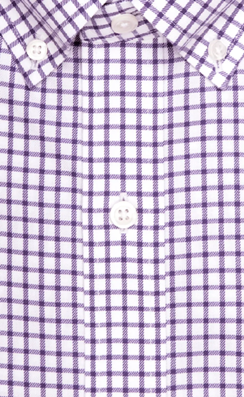 Classic Fit Purple Twill Check Button-Down Collar Supima® Cotton Non-Iron Sport Shirt