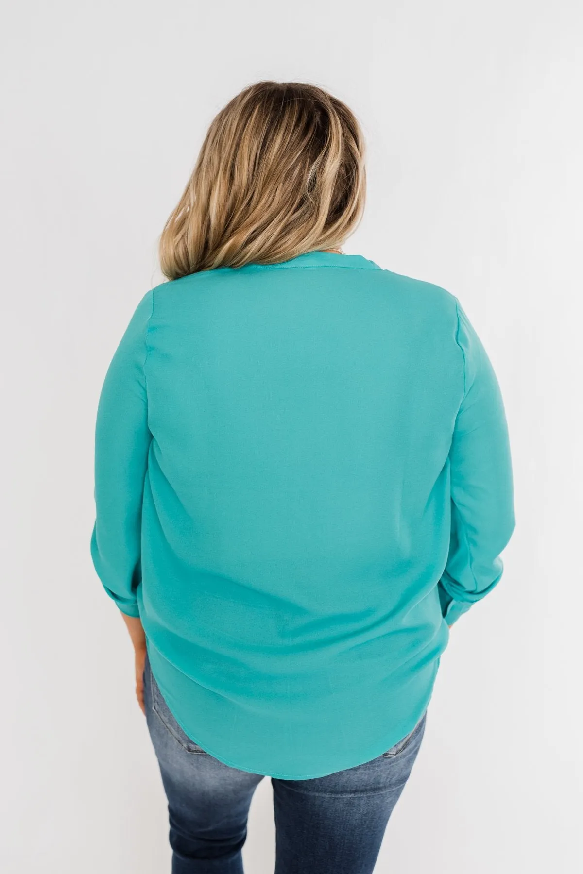 Classy Cutie V-Neck Wrap Blouse- Teal