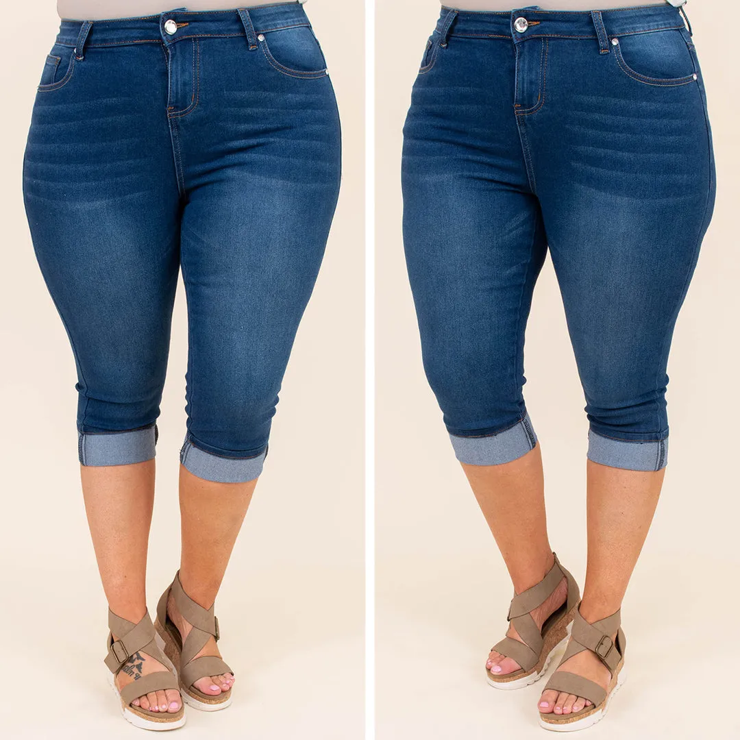 Coasting By Capris, Dark Wash
