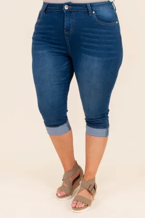 Coasting By Capris, Dark Wash