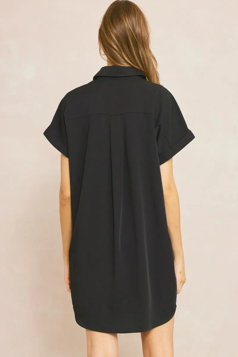 Collared Button Up Mini Dress