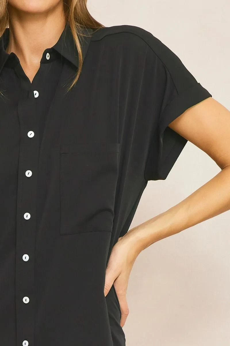 Collared Button Up Mini Dress