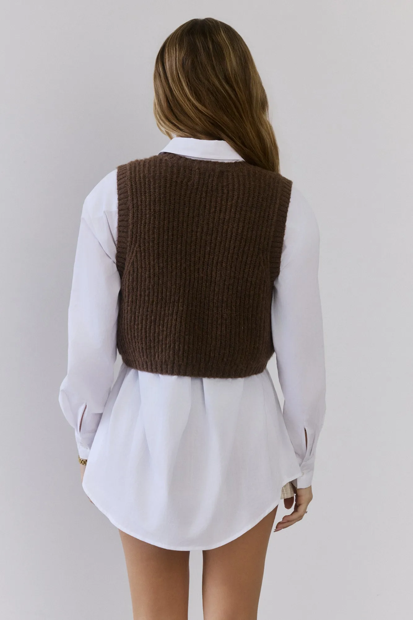 Cosy Cabin Knit Vest Brown