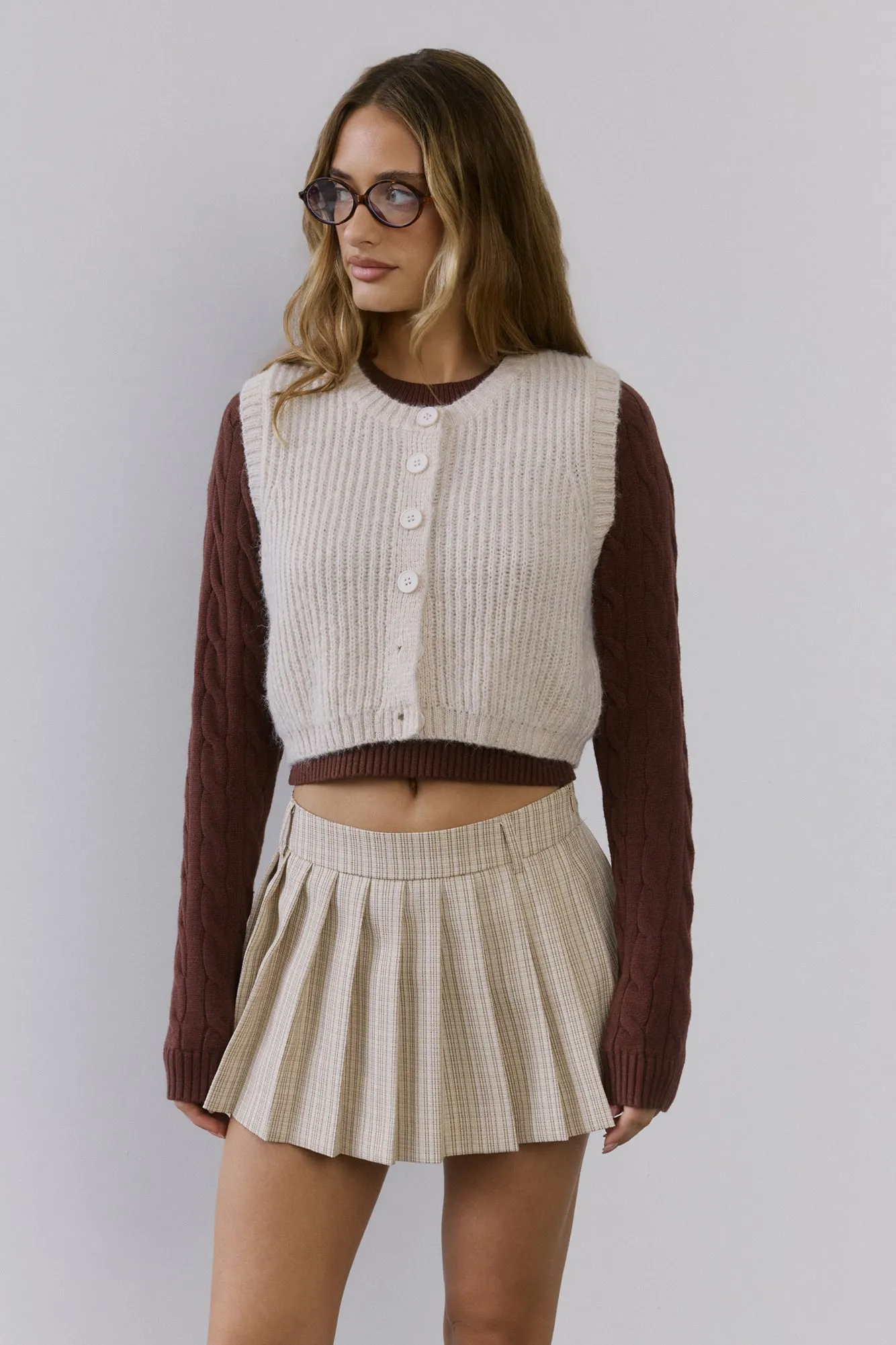 Cosy Cabin Knit Vest Ivory