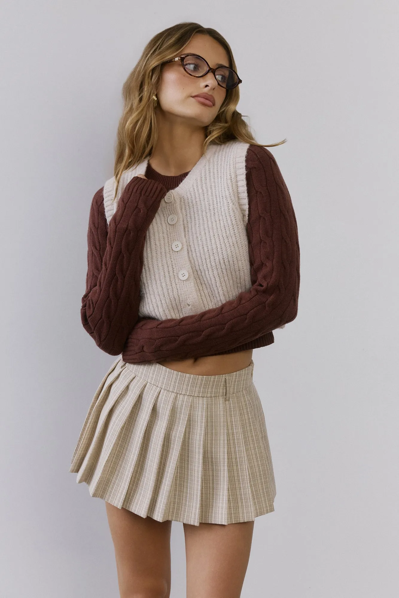 Cosy Cabin Knit Vest Ivory