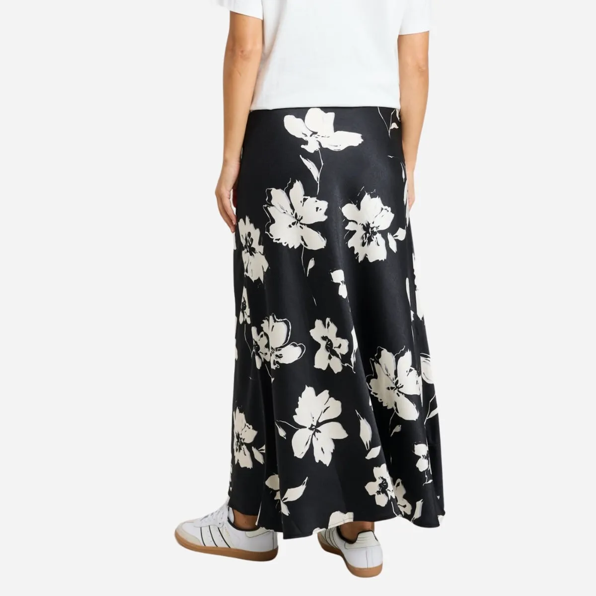 Critical Satin Skirt (Black Floral)