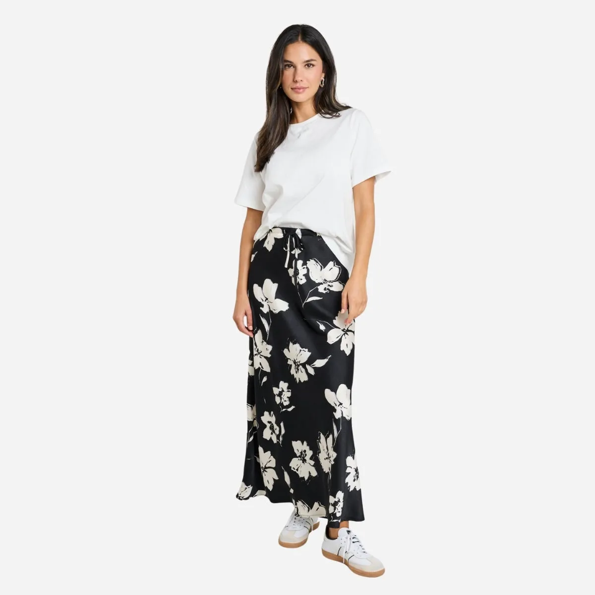 Critical Satin Skirt (Black Floral)