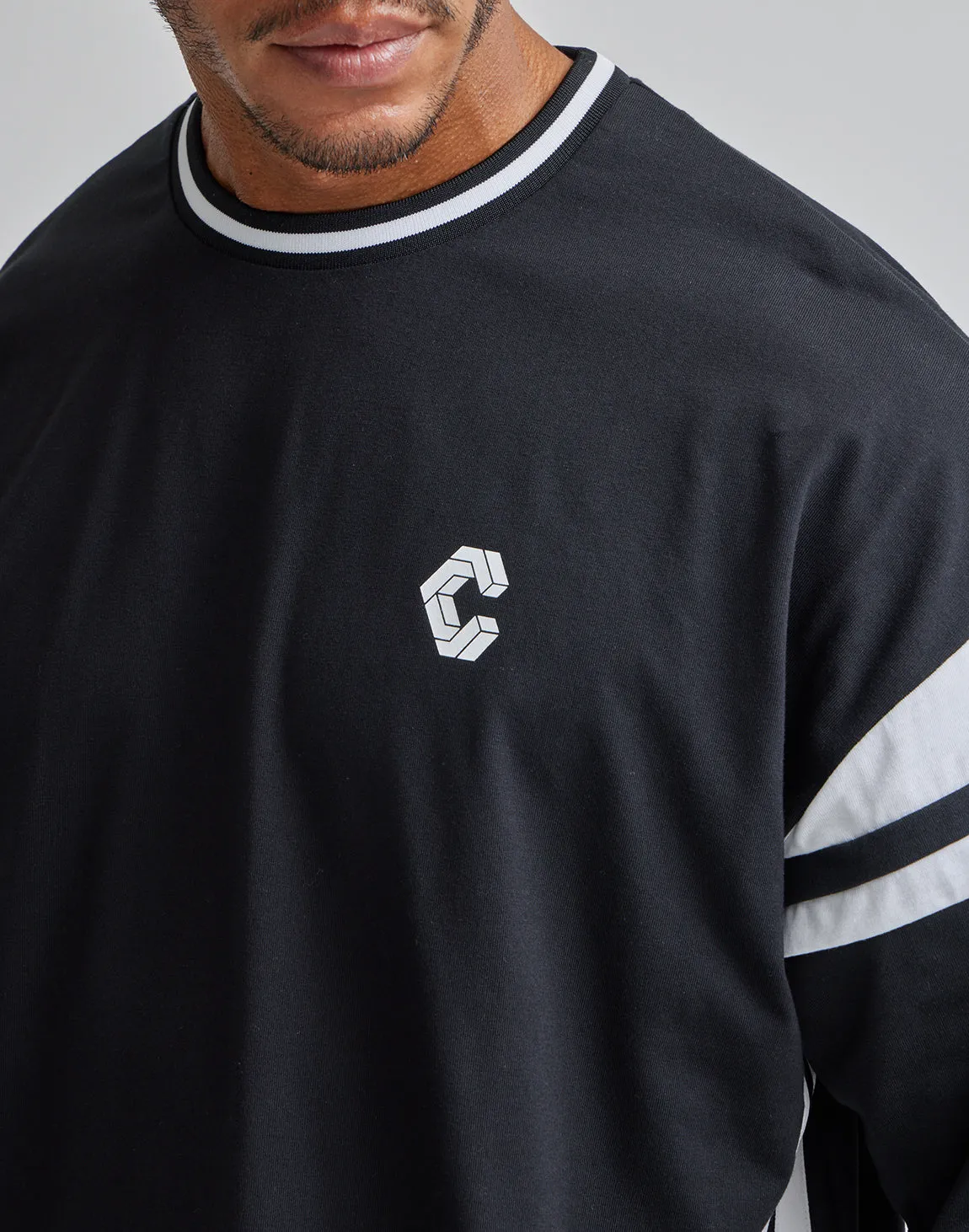 CRONOS 2LINE BACK LOGO OVERSIZE T-SHIRTS【BLACK】