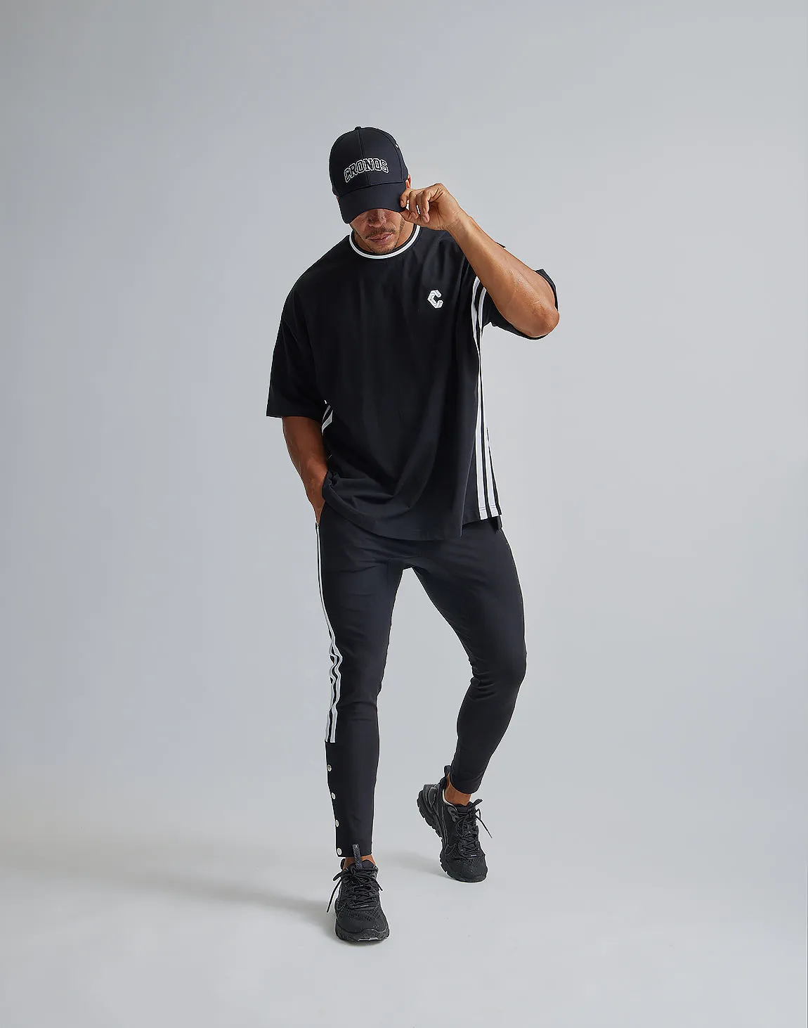 CRONOS 2LINE BACK LOGO OVERSIZE T-SHIRTS【BLACK】