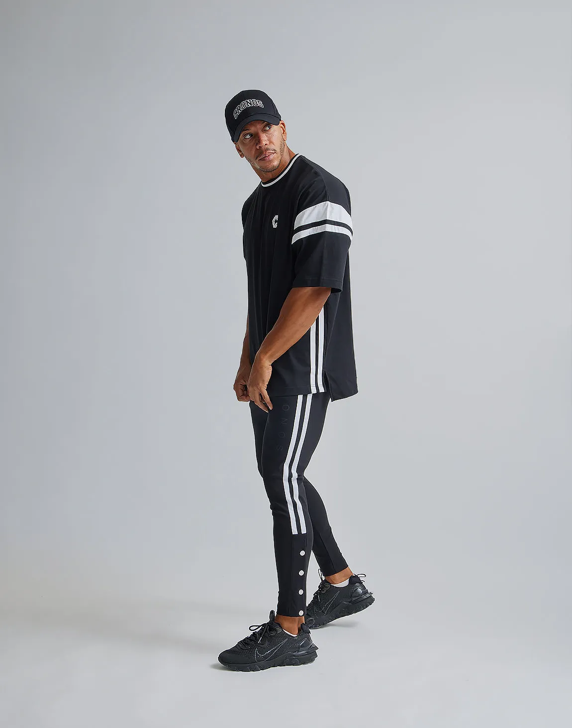 CRONOS 2LINE BACK LOGO OVERSIZE T-SHIRTS【BLACK】