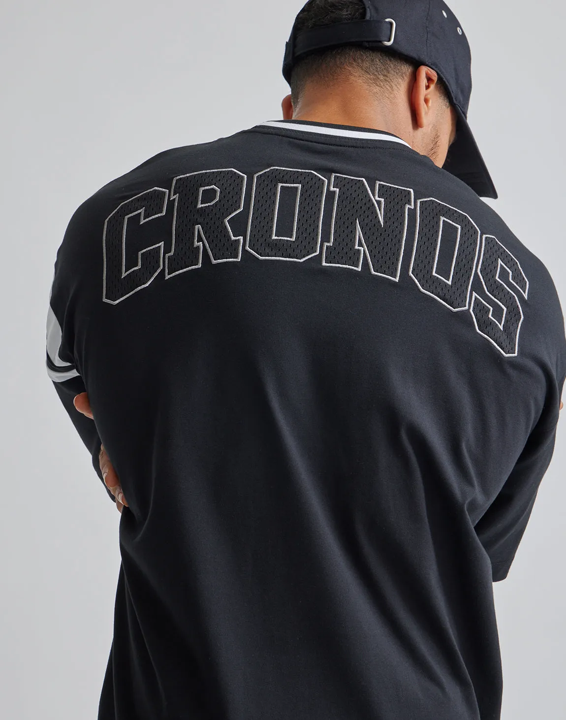 CRONOS 2LINE BACK LOGO OVERSIZE T-SHIRTS【BLACK】