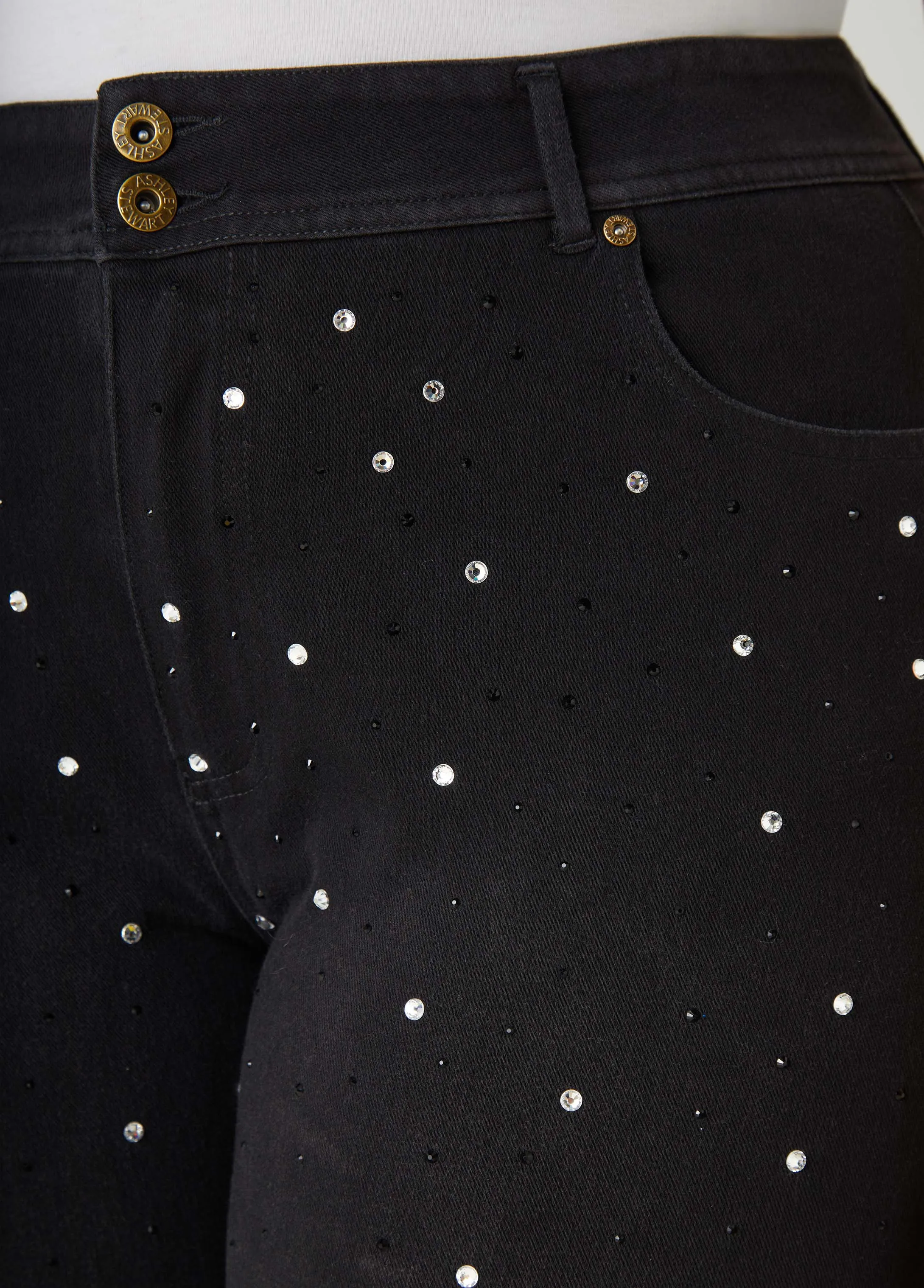 Cuffed Crystal Denim Capris