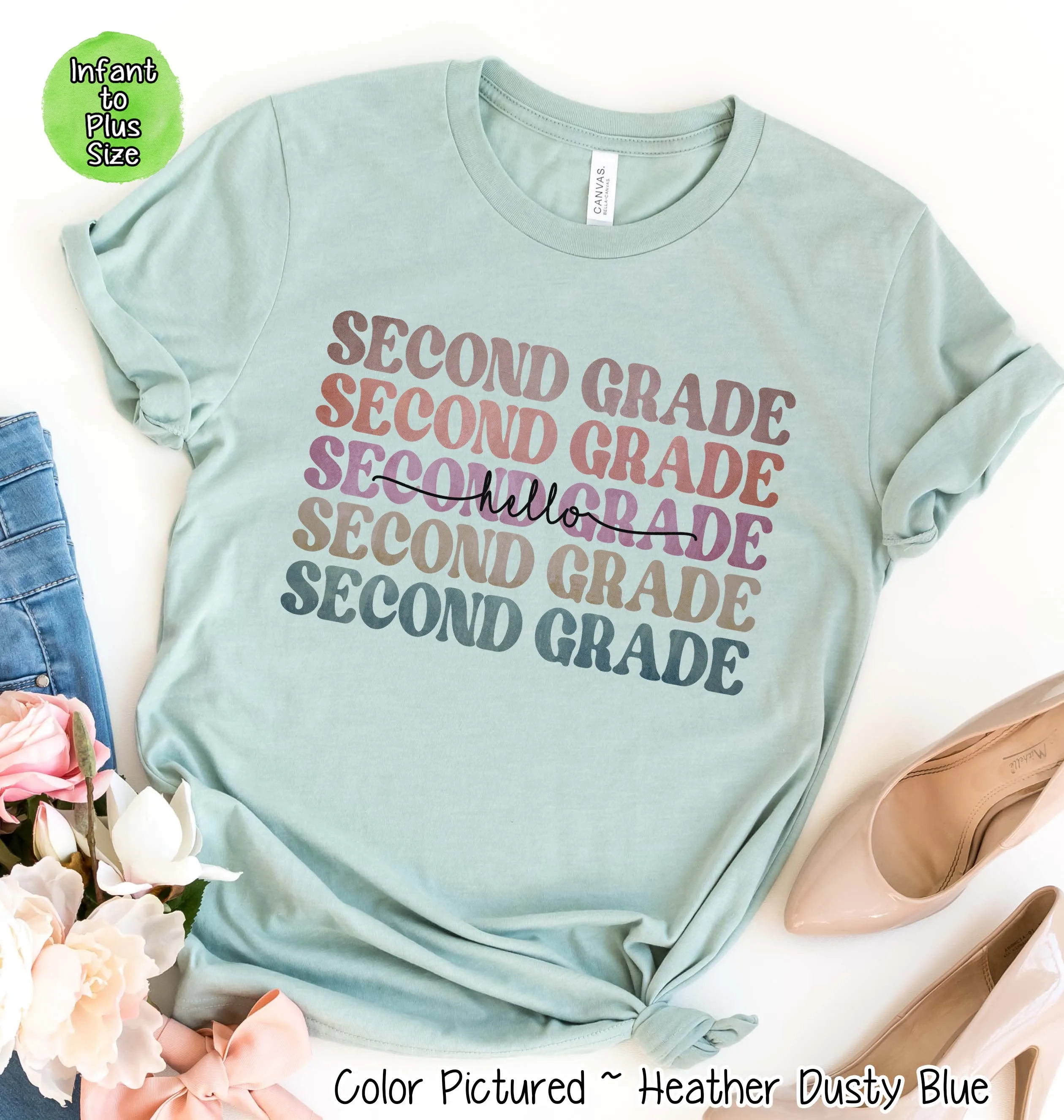 Custom Retro Mirror Hello Grade Student & Teacher Tee