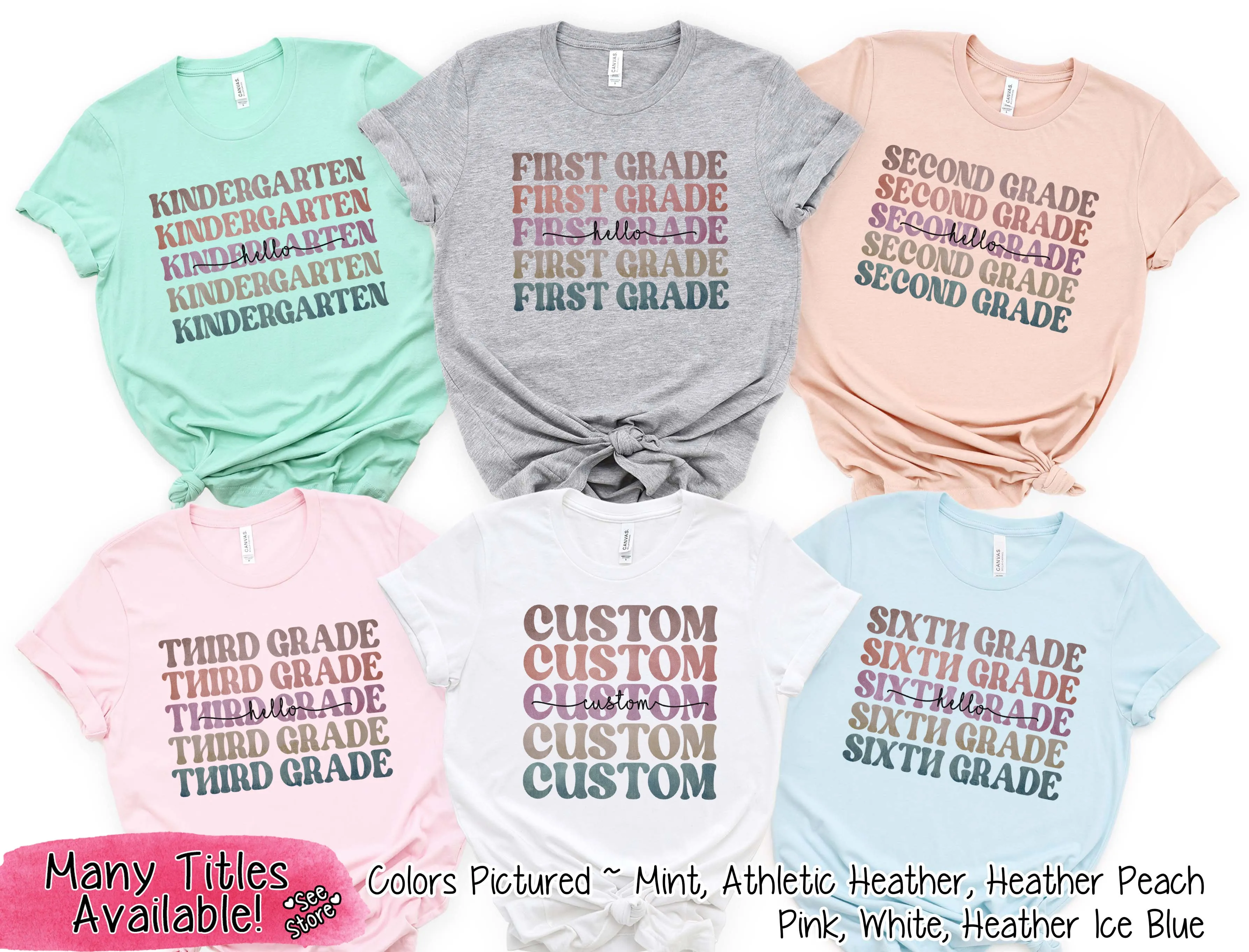 Custom Retro Mirror Hello Grade Student & Teacher Tee