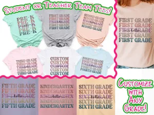 Custom Retro Mirror Hello Grade Student & Teacher Tee