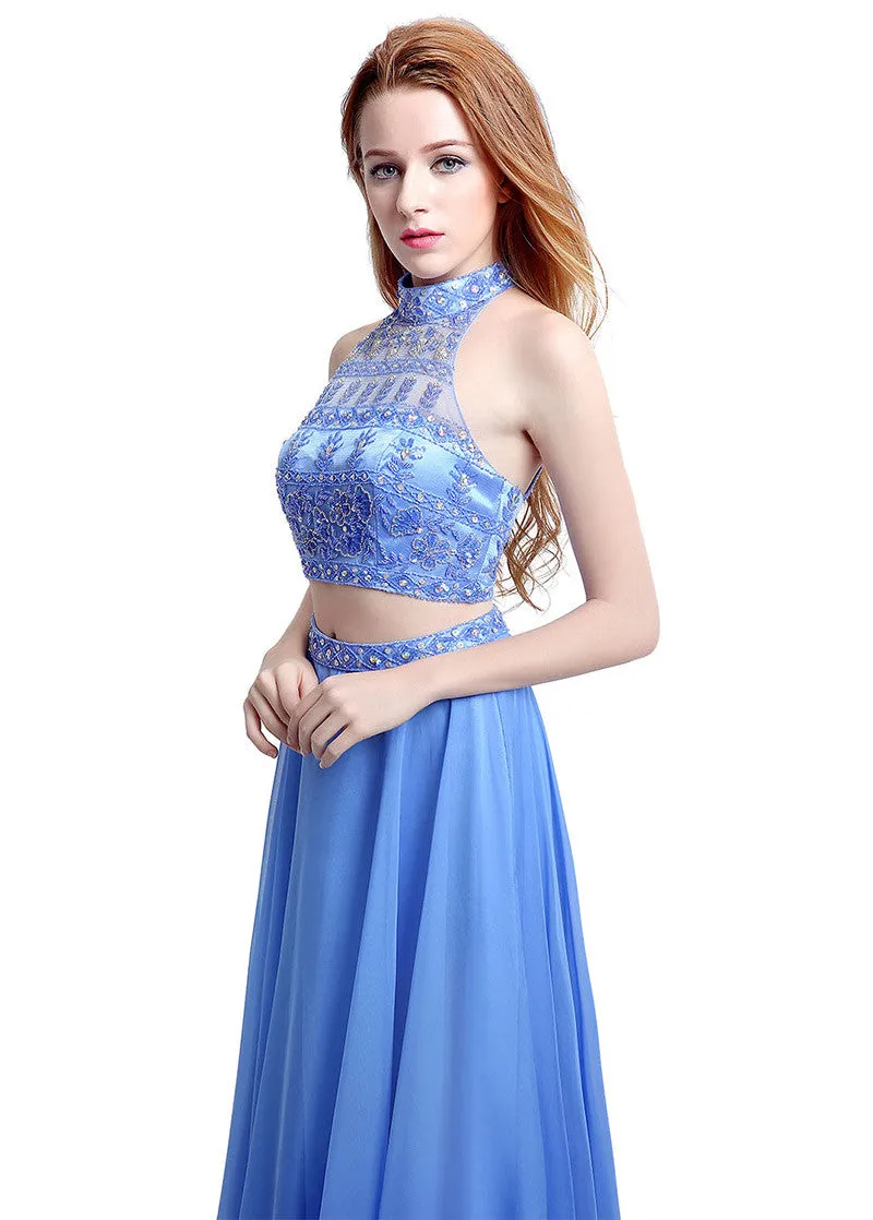 Cut-out Two-piece Evening Dress