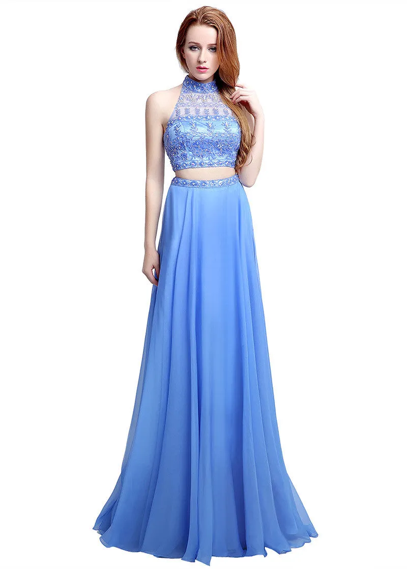 Cut-out Two-piece Evening Dress