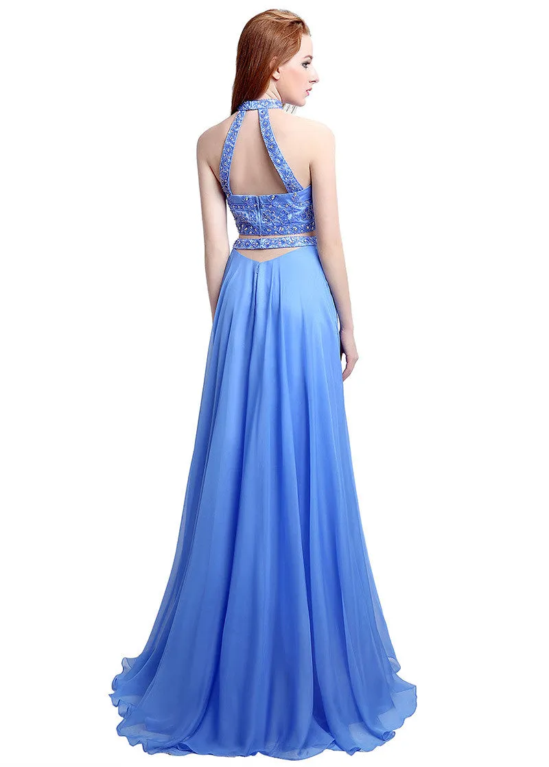 Cut-out Two-piece Evening Dress