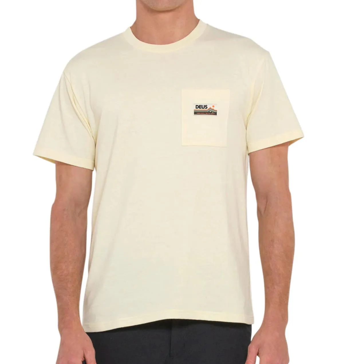 Deus ex Machina Mens Cream Short Sleeve Pocket T-Shirt Size 2XL (New)