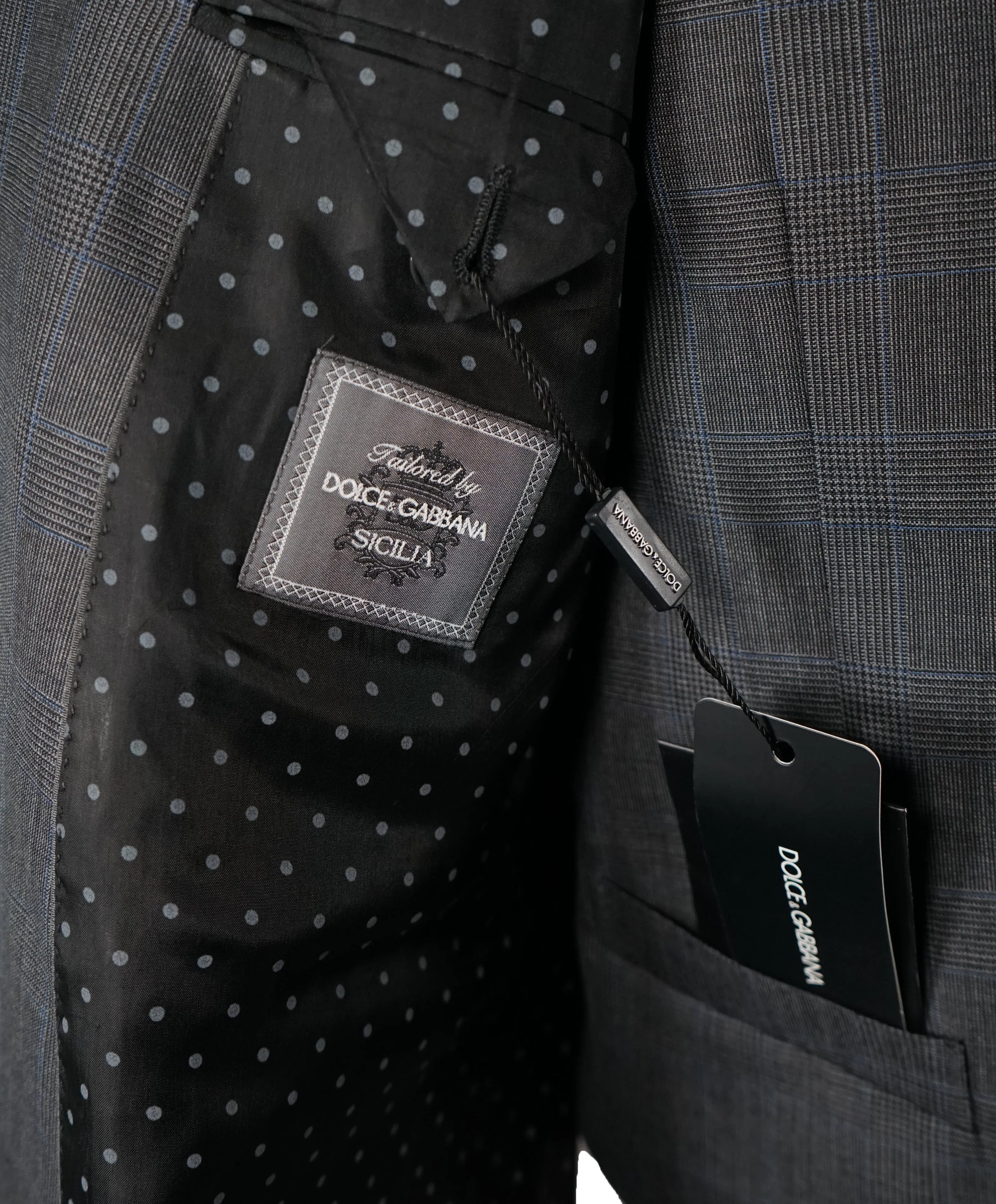 DOLCE & GABBANA - “SICILIA” Prince of Wales Blue Check Double-Breasted Suit - 40R