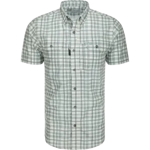 DRAKE HUNTER CREEK WINDOW PANE PLAID SHIRT S/S - MONUMENT GREY