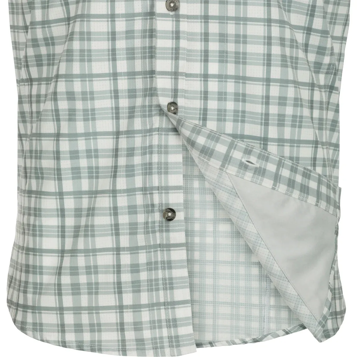 DRAKE HUNTER CREEK WINDOW PANE PLAID SHIRT S/S - MONUMENT GREY