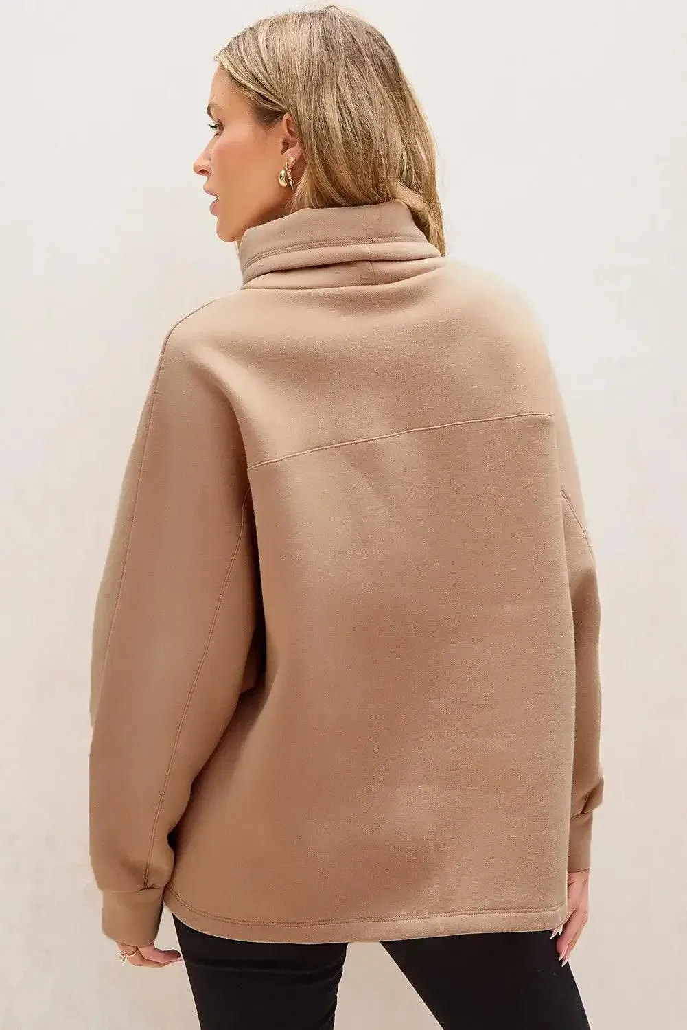 Drawstring Turtleneck Long Sleeve Sweatshirt – Cozy
