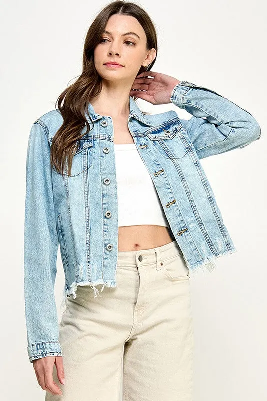 Drift Away Light Denim Distressed Jacket