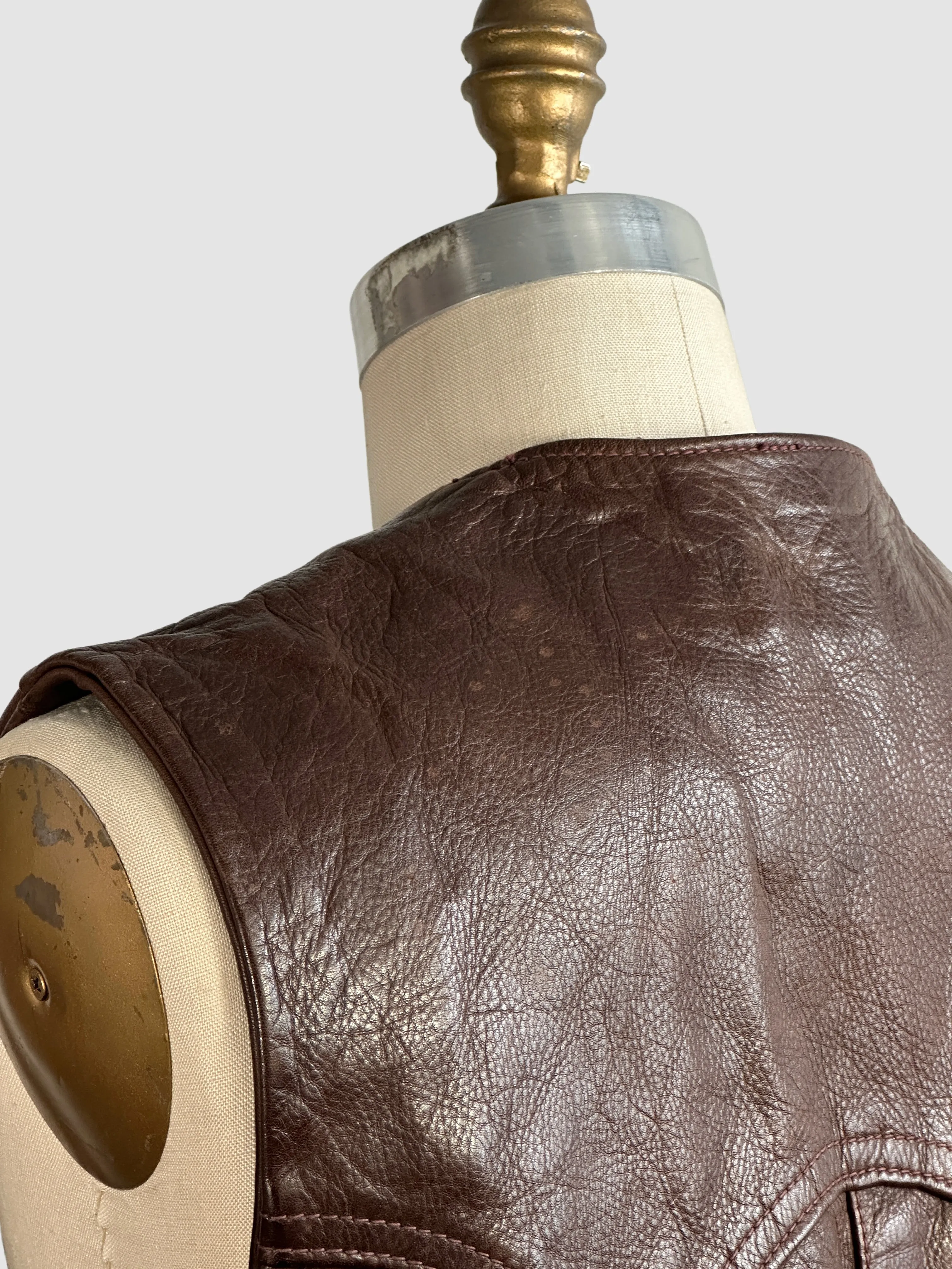 EAST WEST Musical Instruments 70s Mens Leather Vest • Medium