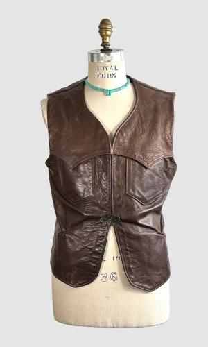 EAST WEST Musical Instruments 70s Mens Leather Vest • Medium